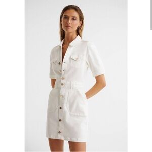 PAIGE | Mayslie White Button-Front Mini Utility Dress | 00